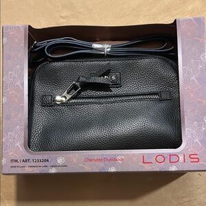 NIB Lodis Black Charlotte Crossbody Bag